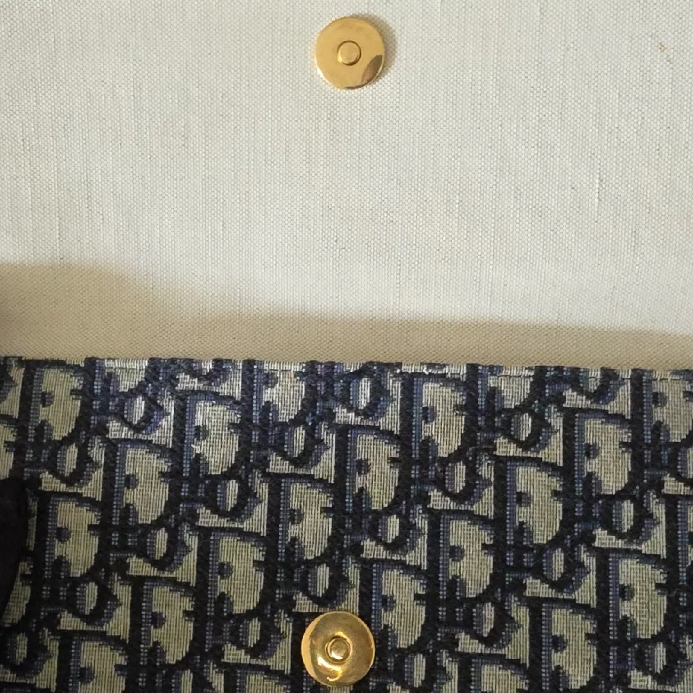 AUTHENTIC CHRISTIAN DIOR Oblique Flap Pouch Clutch Navy Blue - Picture 7 of 16